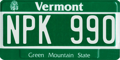 VT license plate NPK990