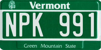 VT license plate NPK991