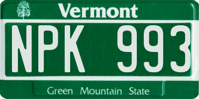 VT license plate NPK993