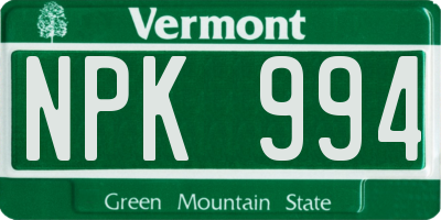 VT license plate NPK994