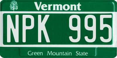VT license plate NPK995