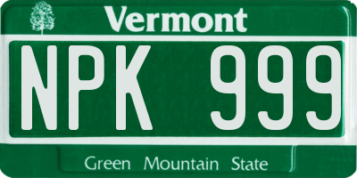 VT license plate NPK999