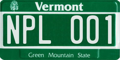 VT license plate NPL001