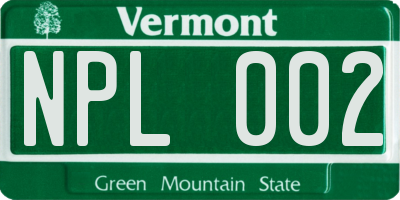 VT license plate NPL002