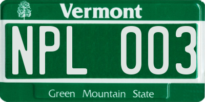 VT license plate NPL003