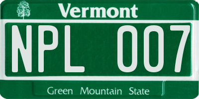 VT license plate NPL007
