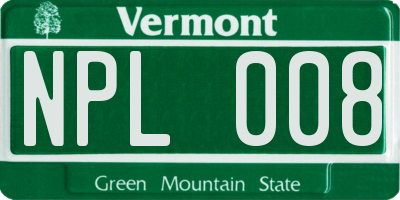 VT license plate NPL008