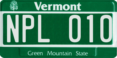 VT license plate NPL010
