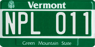 VT license plate NPL011