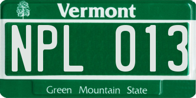 VT license plate NPL013