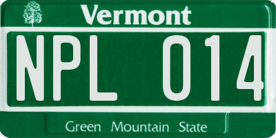 VT license plate NPL014