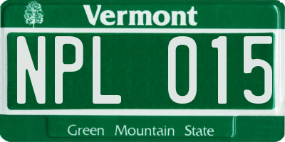 VT license plate NPL015