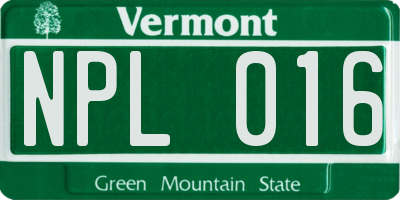 VT license plate NPL016