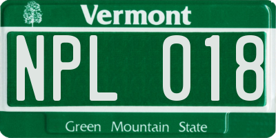 VT license plate NPL018