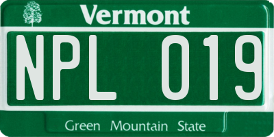 VT license plate NPL019