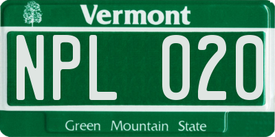 VT license plate NPL020
