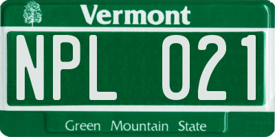 VT license plate NPL021