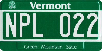 VT license plate NPL022