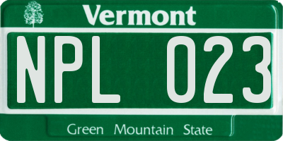 VT license plate NPL023
