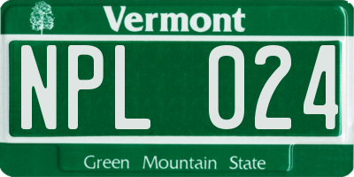 VT license plate NPL024