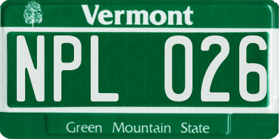 VT license plate NPL026