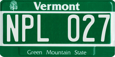 VT license plate NPL027