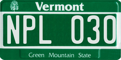 VT license plate NPL030