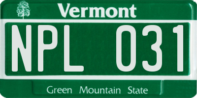 VT license plate NPL031