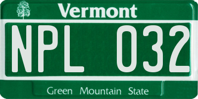 VT license plate NPL032