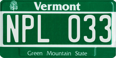 VT license plate NPL033
