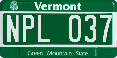 VT license plate NPL037
