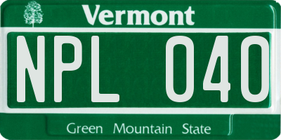 VT license plate NPL040