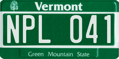 VT license plate NPL041