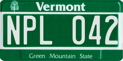 VT license plate NPL042