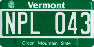 VT license plate NPL043