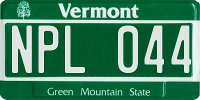 VT license plate NPL044