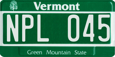 VT license plate NPL045