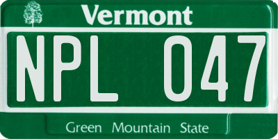VT license plate NPL047