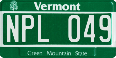 VT license plate NPL049