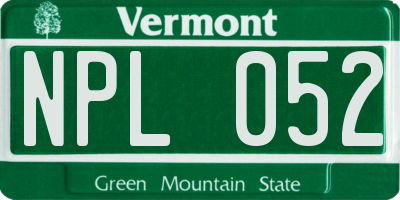 VT license plate NPL052