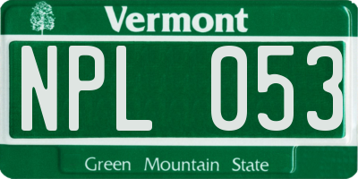 VT license plate NPL053