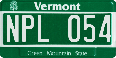 VT license plate NPL054