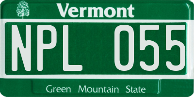VT license plate NPL055