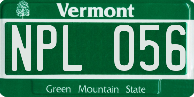 VT license plate NPL056