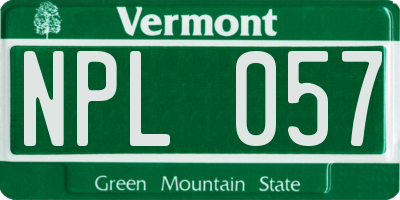 VT license plate NPL057