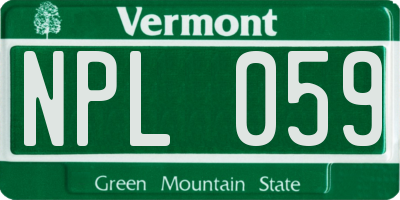 VT license plate NPL059