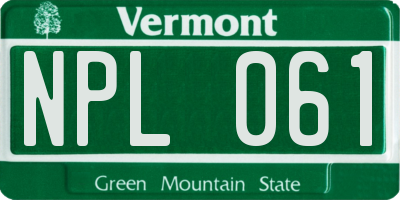 VT license plate NPL061