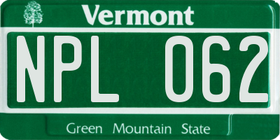 VT license plate NPL062