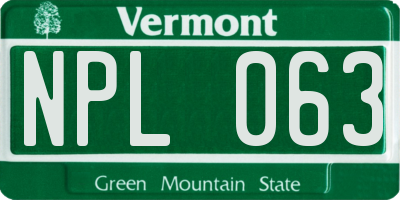 VT license plate NPL063