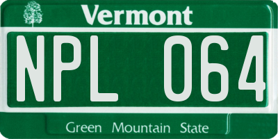 VT license plate NPL064